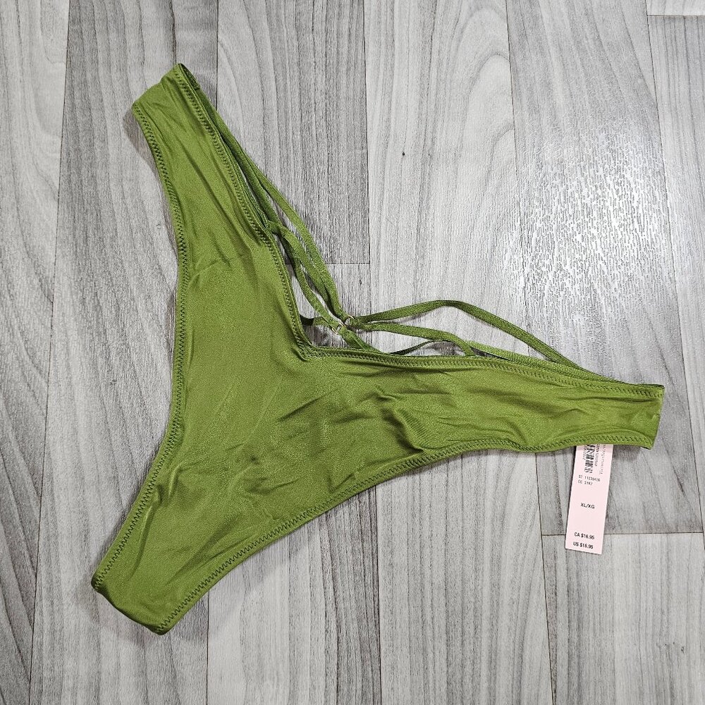 Victoria's Secret VERY SEXY Green Smooth Strappy Back High Leg Thong Panty, XL